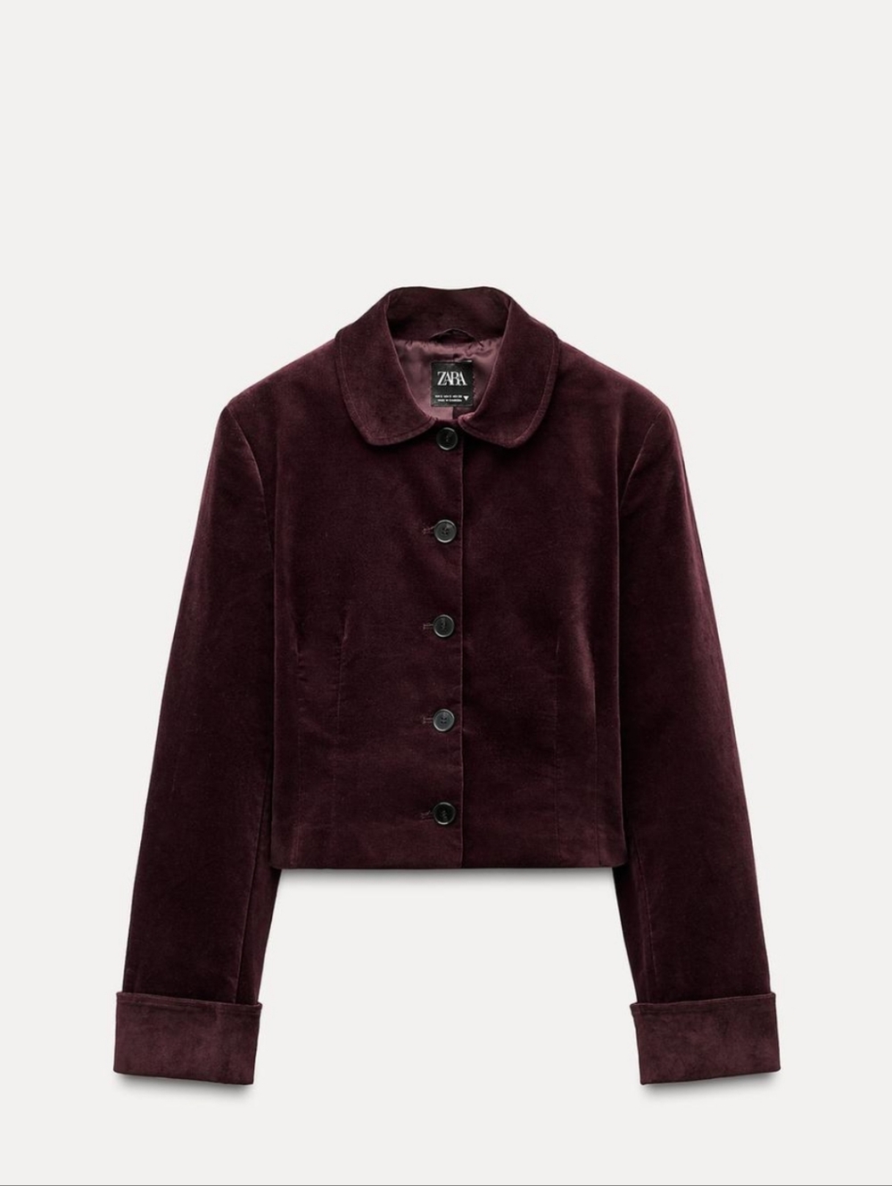 Zara Velvet Cropped Jacket Xs